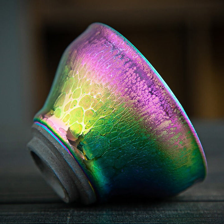 Buddha Stones Fatto a mano Fata Arcobaleno Cinese Jianzhan Tazza da tè in ceramica Tenmoku Kung Fu Tazza da tè