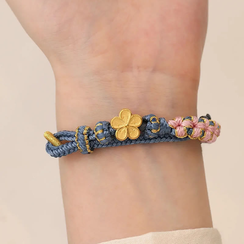 Braccialetto con corda della ricchezza con motivo a fiori di pesco