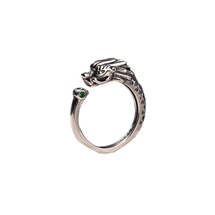Anello regolabile Buddha Stones Vintage Dragon Design Success Strength