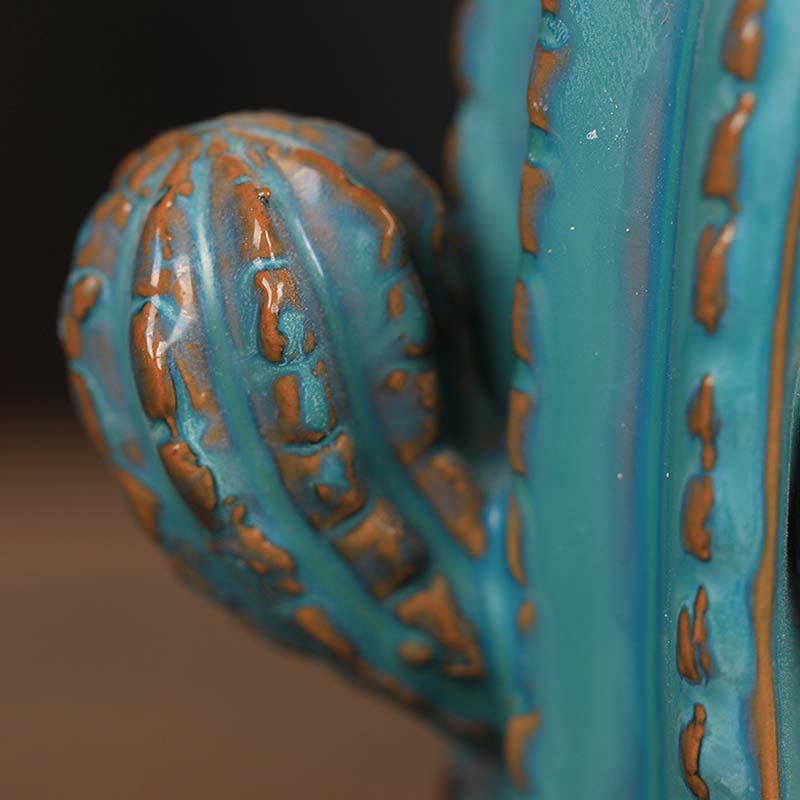 Bruciatore di incenso con fontana di fumo a riflusso curativo in ceramica di cactus - image 3