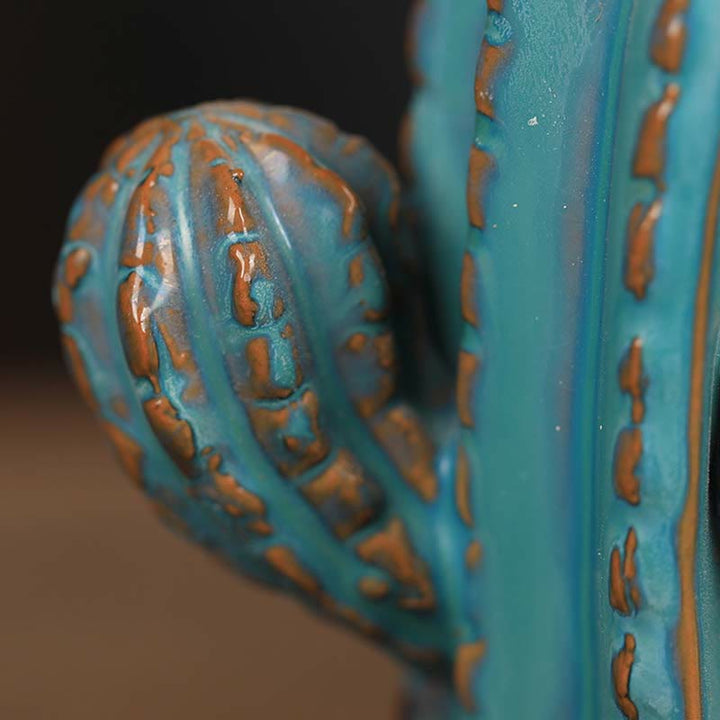 Bruciatore di incenso con fontana di fumo a riflusso curativo in ceramica di cactus - image 3