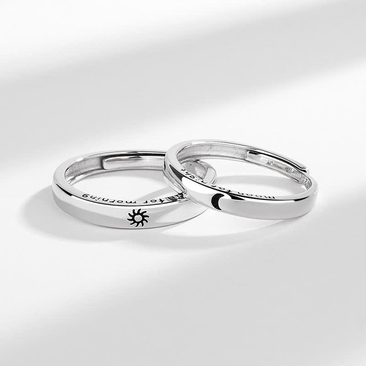 Anello regolabile per coppia con protezione sole e luna in argento sterling 925 Buddha Stones - image 6
