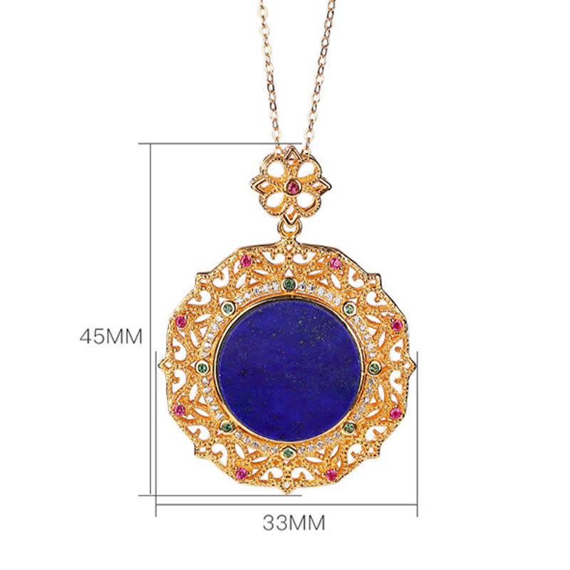 Collana con ciondolo positivo in lapislazzuli e lazurite placcata oro in argento sterling 925 Buddha Stones - image 5