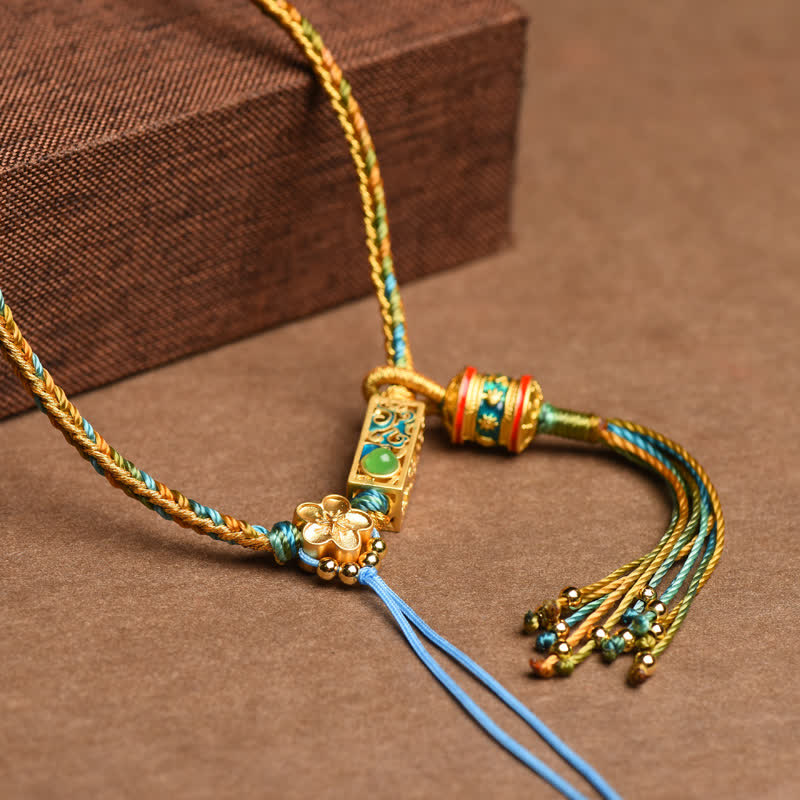 Collana con ciondolo in rame colorato con Buddha Stones e corda di ricchezza - image 5