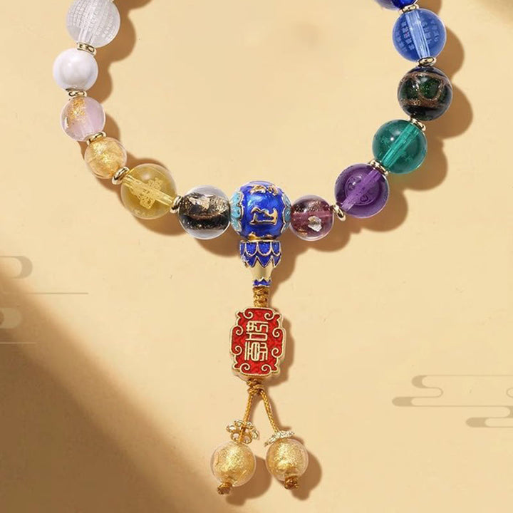 Buddha Stones Tibetano Incenso Colorato Cenere Perline di Vetro Liuli Om Mani Padme Hum Dorje Vajra 18 Perline Polso Mala