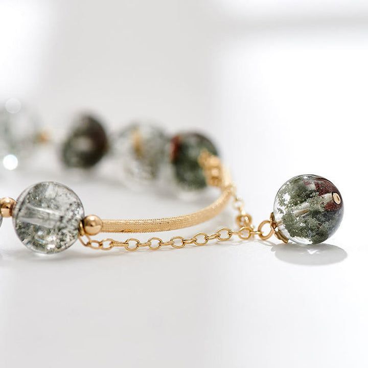 Braccialetto con ciondolo Buddha Stones Green Phantom Crystal Confidence