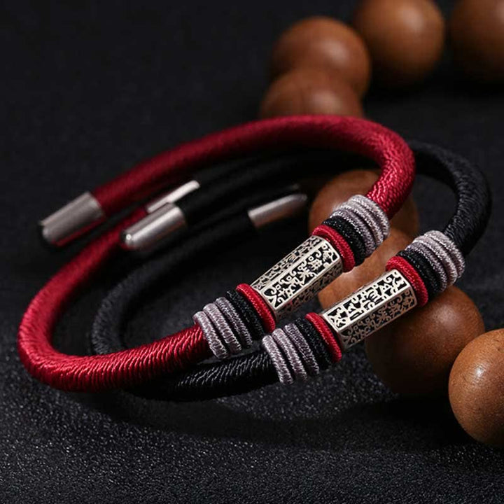 Bracciale Buddha Stones 925 Sterling Silver Om Mani Padme Hum Peace Red String - image 1