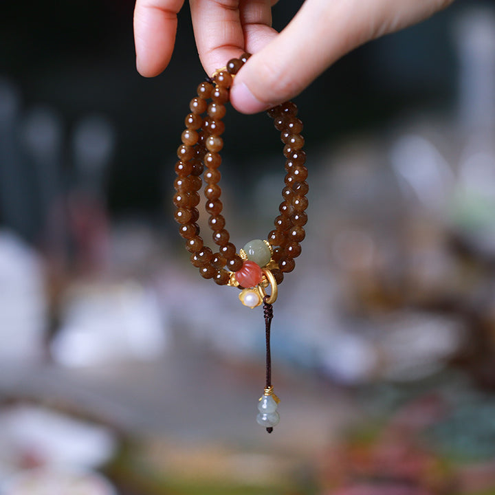 Collana con braccialetto di giada a forma di farfalla e zucca, portafortuna e prosperità