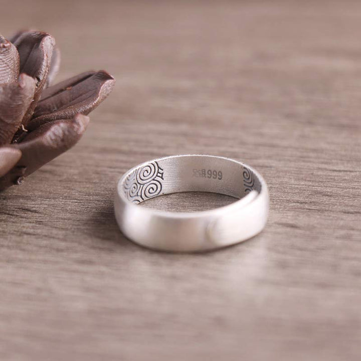 Anello di benedizione Buddha Stones 999 Sterling Silver Lotus Elephant Six True Words - image 12