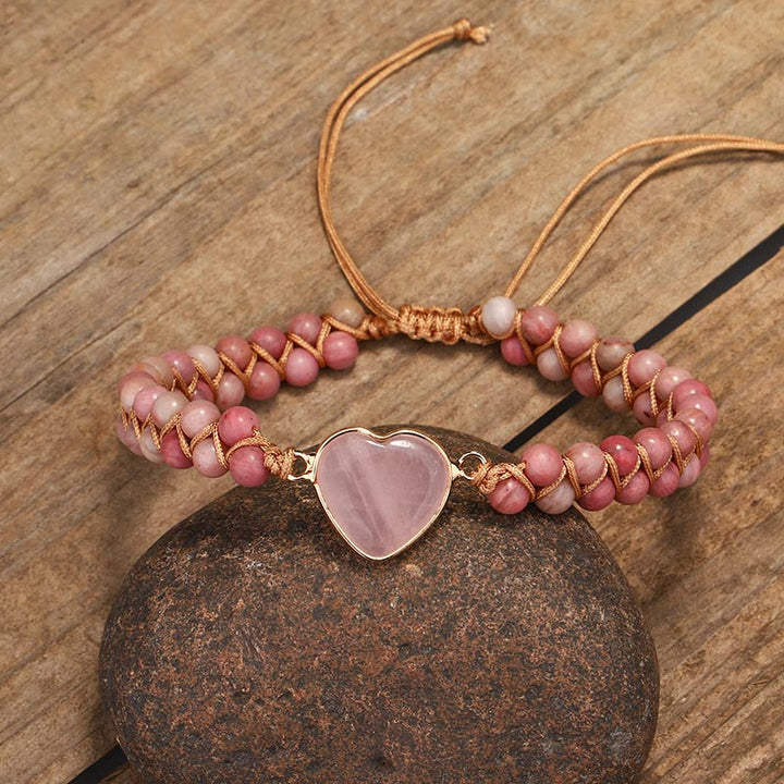 Braccialetto naturale di guarigione del cuore dell'amore in rodonite