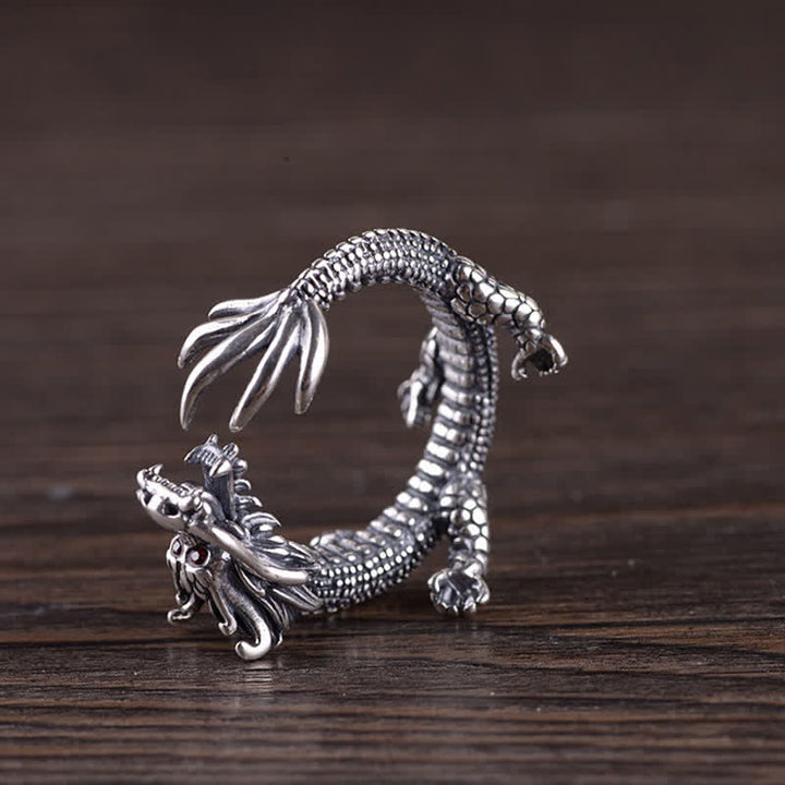 Anello di protezione della fortuna del drago in argento sterling 925 Buddha Stones - image 8