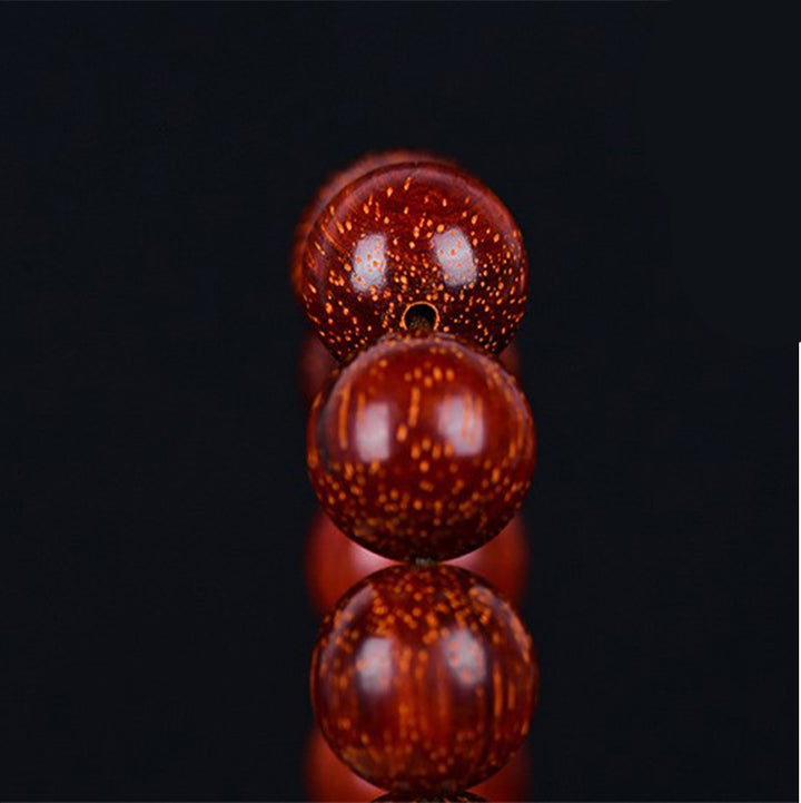 Braccialetto di equilibrio in legno di sandalo rosso con foglia piccola tibetana Buddha Stones - image 16