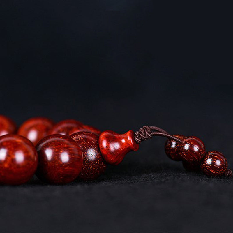 Braccialetto di equilibrio in legno di sandalo rosso con foglia piccola tibetana Buddha Stones - image 17