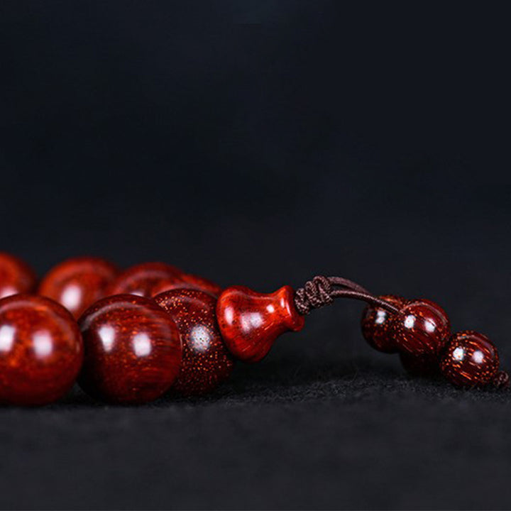 Braccialetto di equilibrio in legno di sandalo rosso con foglia piccola tibetana Buddha Stones - image 17