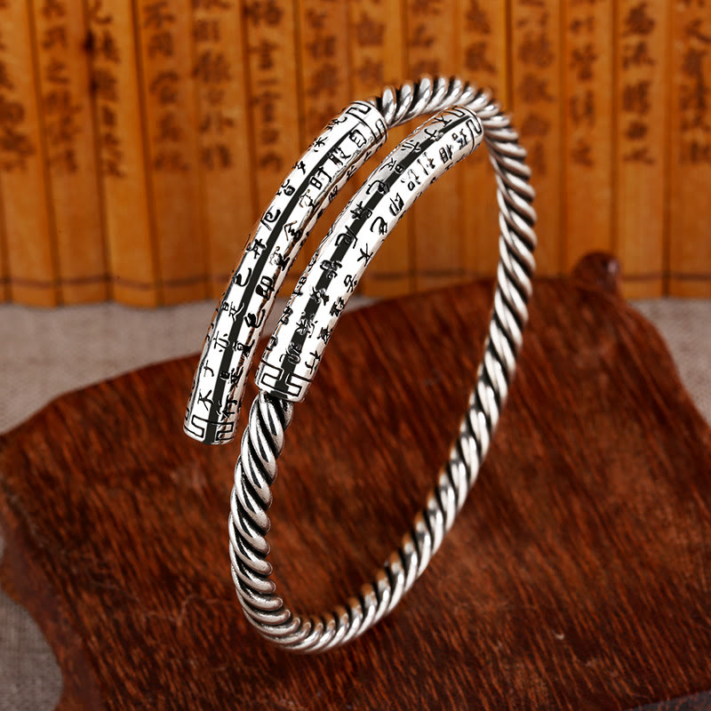 Braccialetto con motivo a forma di cuore intrecciato Buddha Stones e sutra retrò