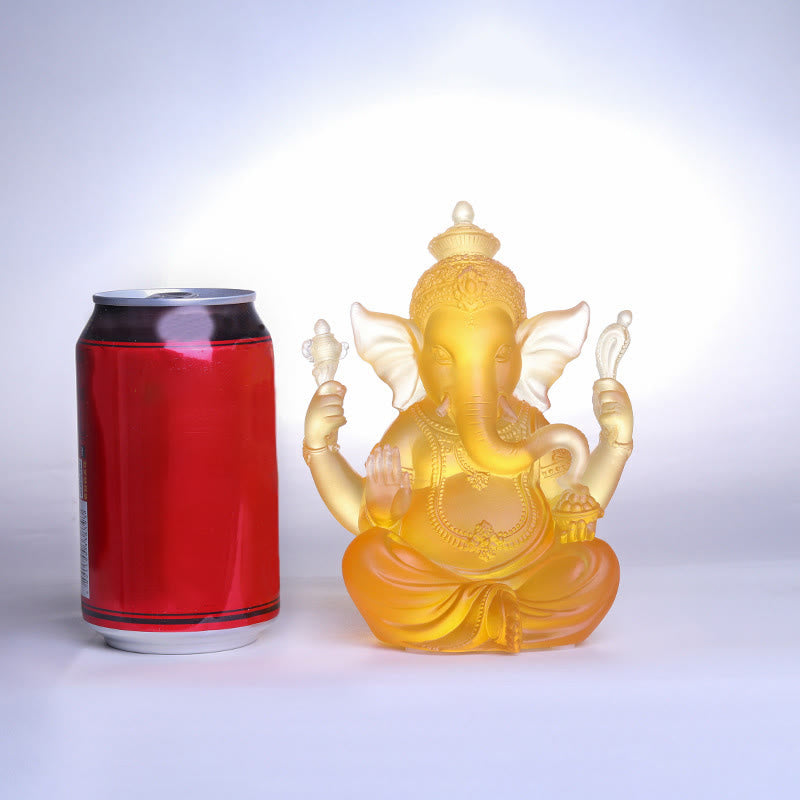 Buddha Stones fatte a mano Ganesh Ganpati Elefante Figurina Liuli Cristallo Pezzo d'Arte Protezione Statua Decorazione della casa - image 8