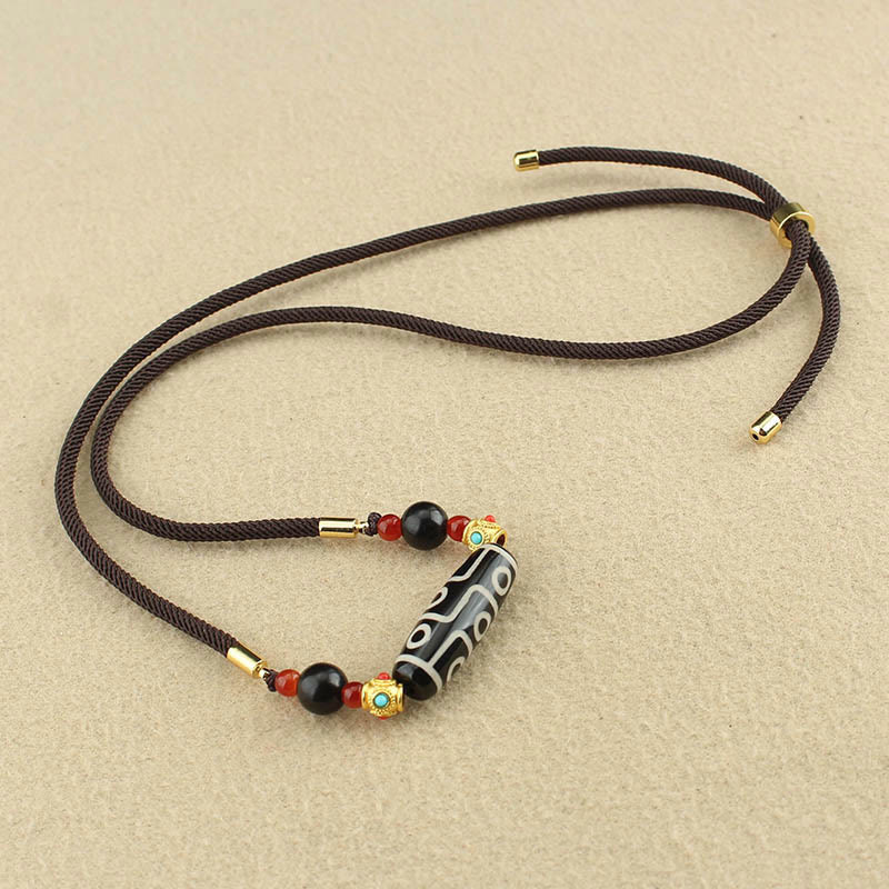 Buddha Stones Tibetano Nove Occhi Dzi Bead Protezione Benedizioni Collana Pendente - image 6