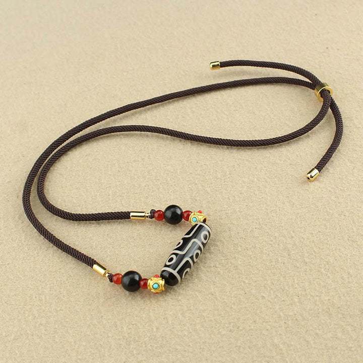 Buddha Stones Tibetano Nove Occhi Dzi Bead Protezione Benedizioni Collana Pendente - image 6