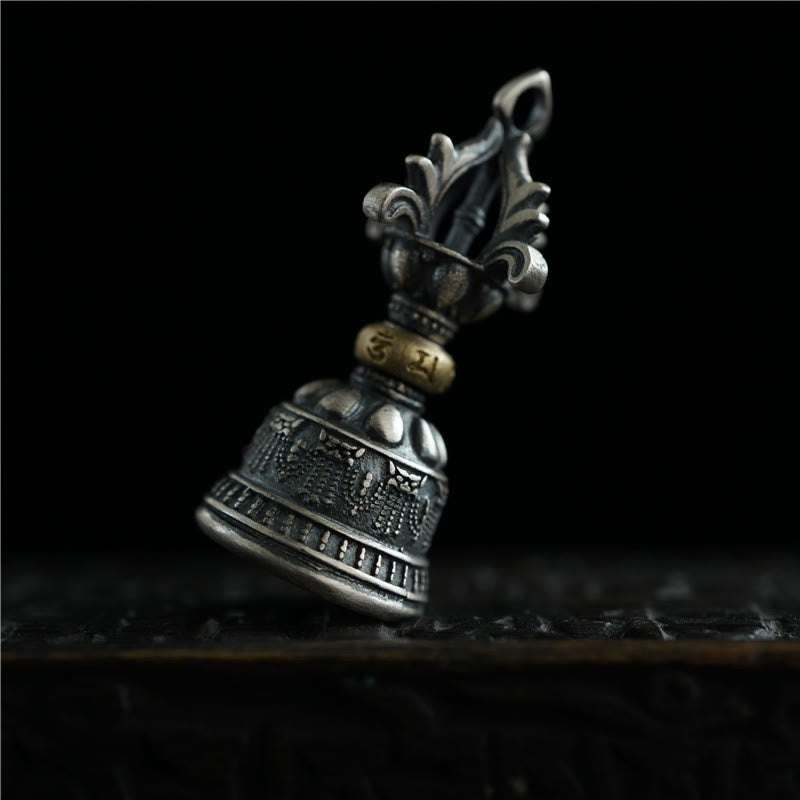 Buddha Stones Tibet 925 Sterling Silver Om Mani Padme Hum Dorje Campana Vajra Inciso Illuminazione Ciondolo Appeso Decorazione - image 2