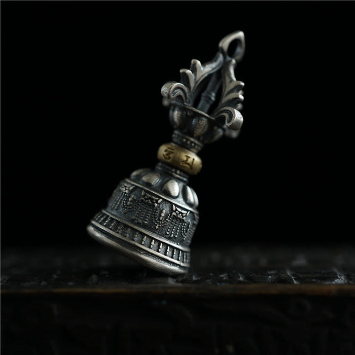Buddha Stones Tibet 925 Sterling Silver Om Mani Padme Hum Dorje Campana Vajra Inciso Illuminazione Ciondolo Appeso Decorazione - image 2