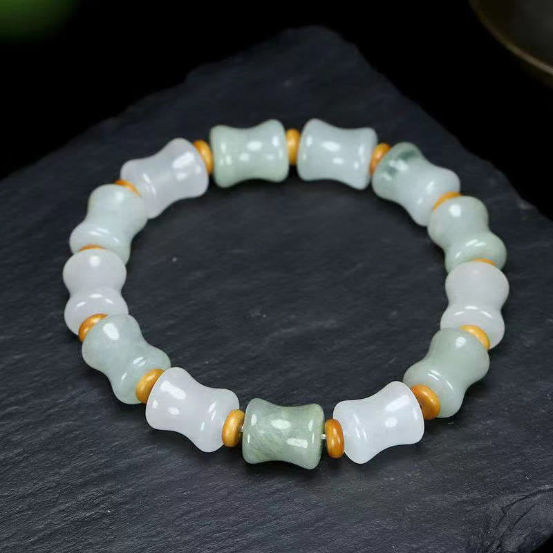 Braccialetto Buddha Stones Jade Coconut Shell Bamboo Pattern Abbondanza Fortuna