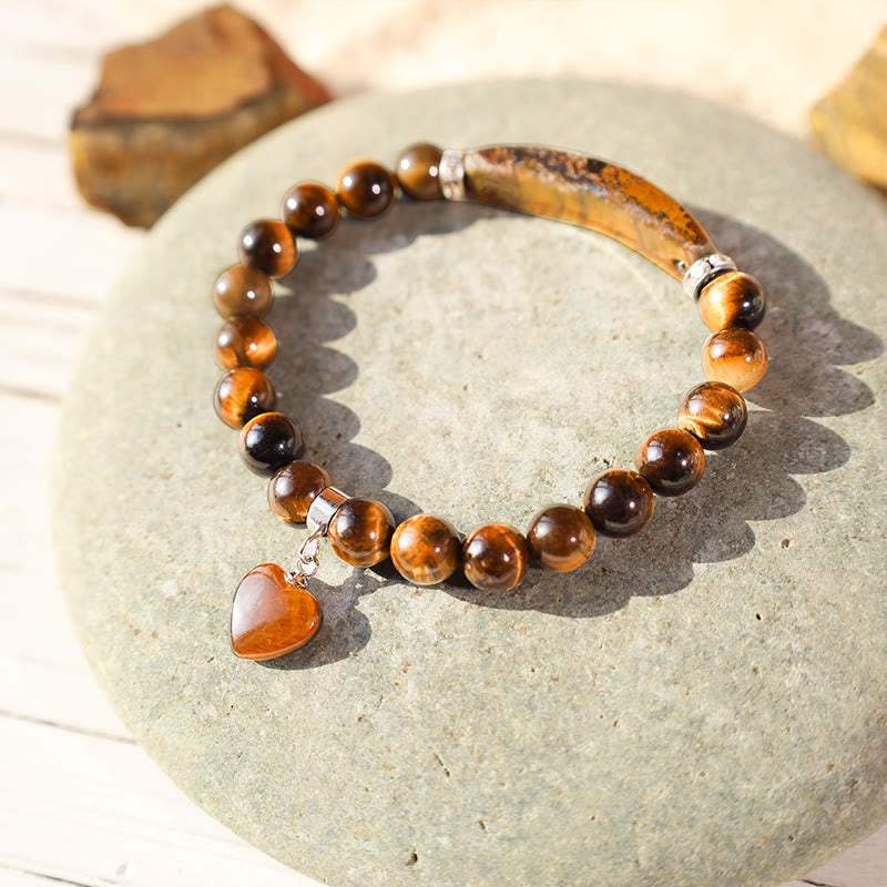 Braccialetto di perline curative con cuore d'amore in quarzo naturale Buddha Stones