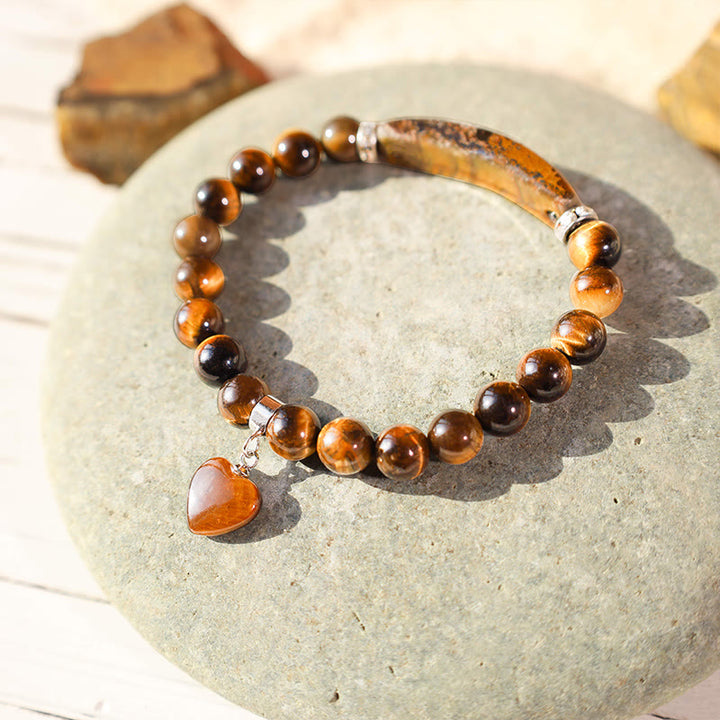 Braccialetto di perline curative con cuore d'amore in quarzo naturale Buddha Stones