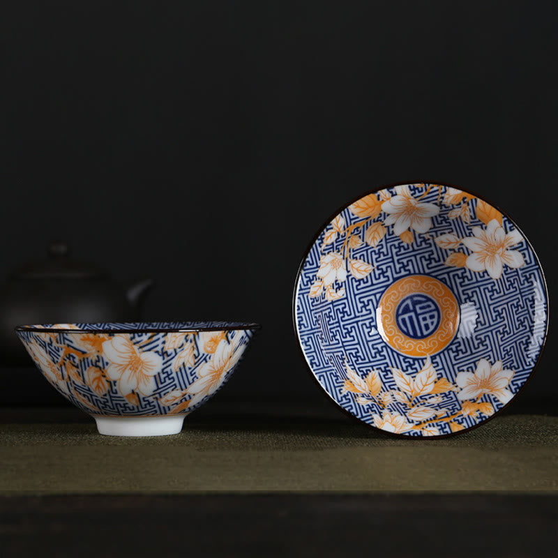 Buddha Stones Fiori Fu Carattere Montagne Loto Fiori di ciliegio Tazza da tè in ceramica Tazza da tè Kung Fu