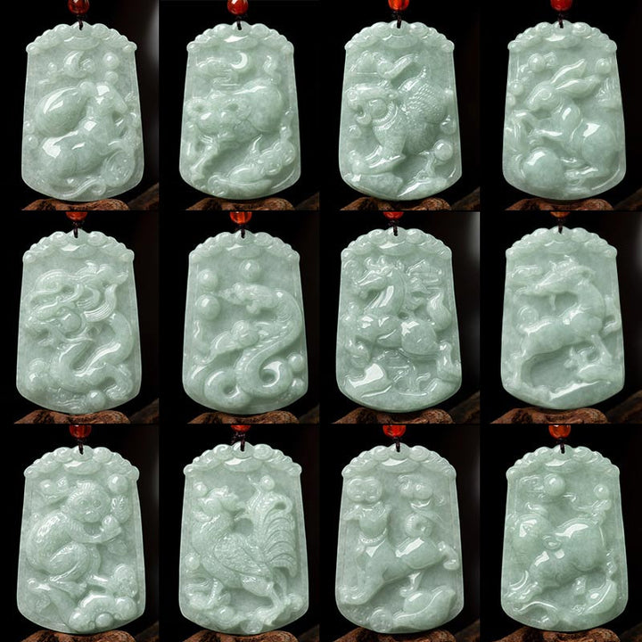 Collana con ciondolo amuleto dell'abbondanza dello zodiaco cinese Buddha Stones in giada naturale 12 - image 26