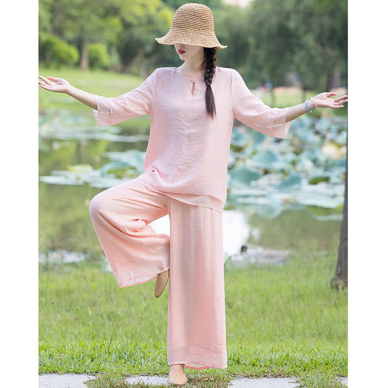 Completo da donna per Tai Chi, meditazione, preghiera, pratica spirituale zen mattutina. - image 20