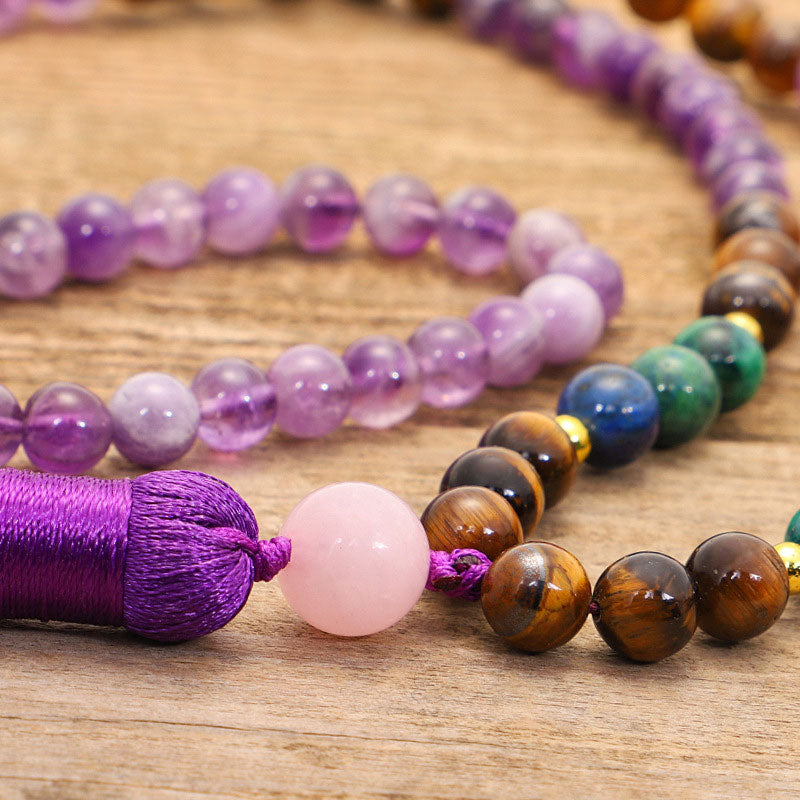 Buddha Stones Set di braccialetti mala tibetani purificanti in ametista - image 8