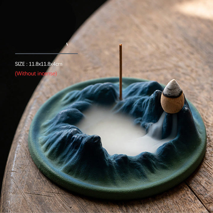 Bruciatore di incenso creativo Mountain River in ceramica con flusso di ritorno curativo