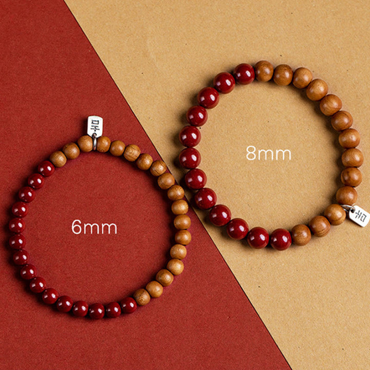 Bracciale Buddha Stones in argento sterling 925, legno di pesca, cinabro, allontana gli spiriti maligni - image 10