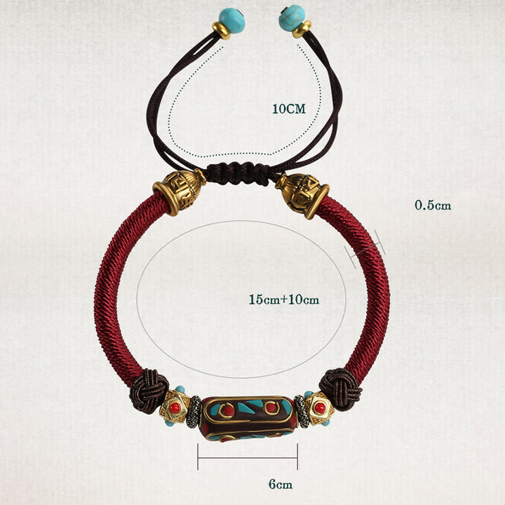 Bracciale intrecciato con forza Om Mani Padme Hum in turchese tibetano fatto a mano Buddha Stones