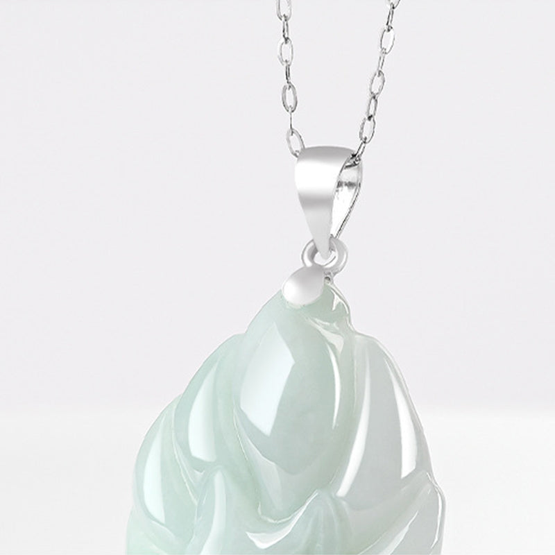Collana con ciondolo in acciaio al titanio e catena in giada naturale con volpe a nove code Buddha Stones - image 8