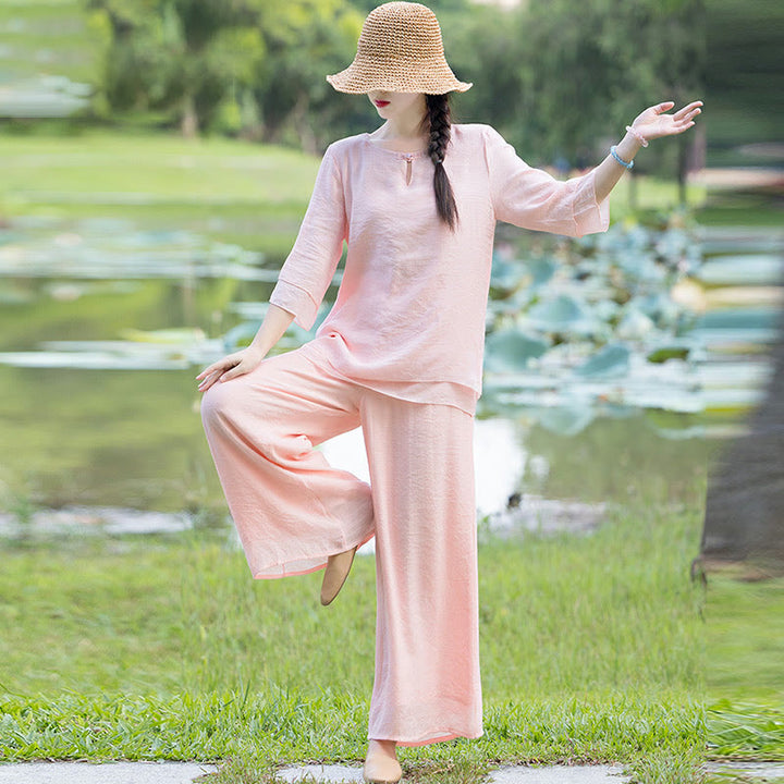 Completo da donna per Tai Chi, meditazione, preghiera, pratica spirituale zen mattutina. - image 14