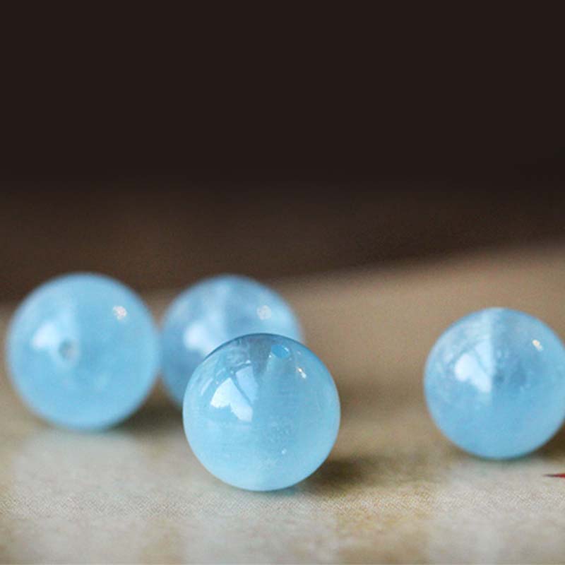 Braccialetto di guarigione della serenità con perle di ambra e acquamarina naturale