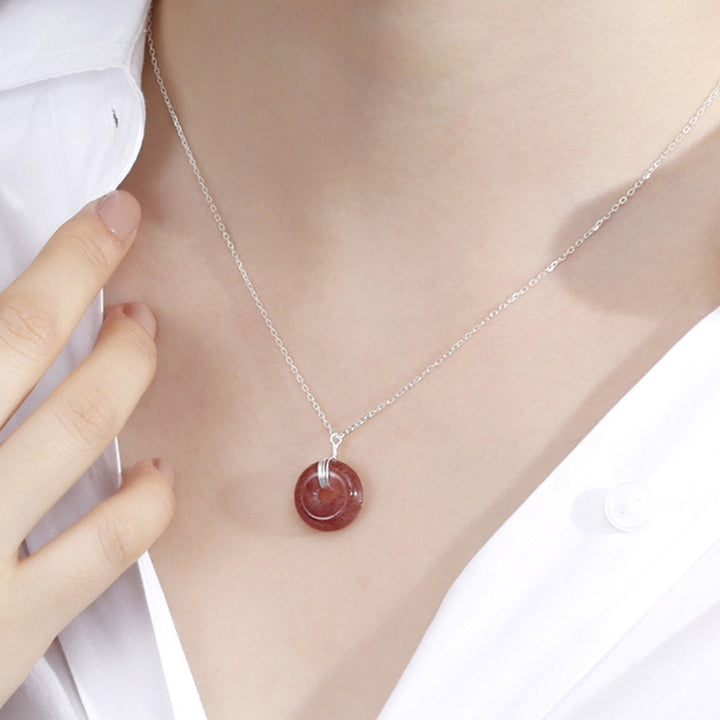 Collana positiva di guarigione al quarzo fragola in argento sterling 925 Buddha Stones - Argento - image 9