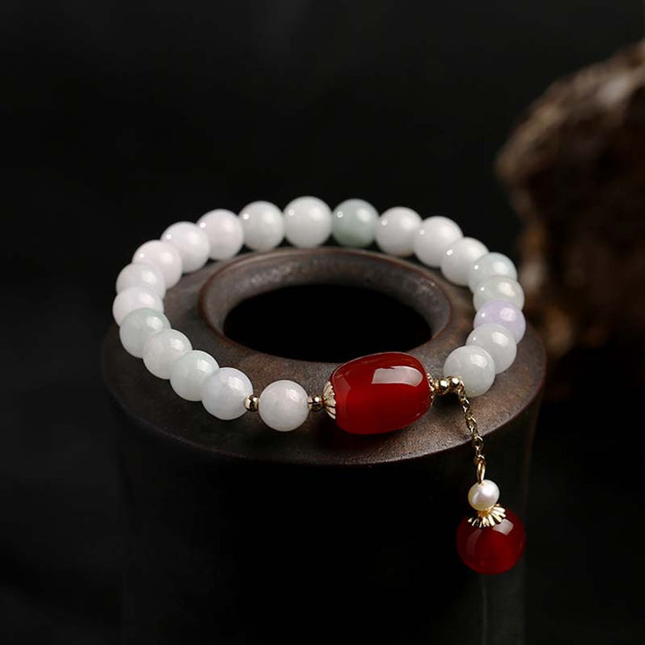 Braccialetto di protezione in agata bianca naturale Buddha Stones