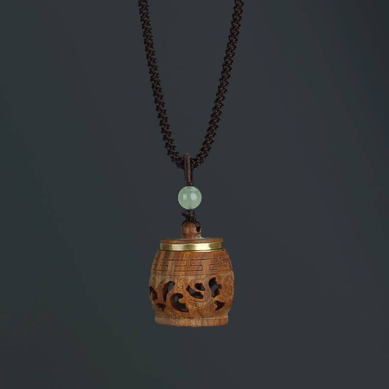 Buddha Stones Tibet Sandalo verde Palissandro Om Mani Padme Hum Loto Collana pendente rilassante positivo - Palissandro a forma di tamburo - image 17