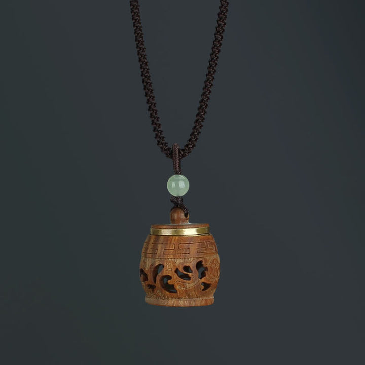 Buddha Stones Tibet Sandalo verde Palissandro Om Mani Padme Hum Loto Collana pendente rilassante positivo - Palissandro a forma di tamburo - image 17
