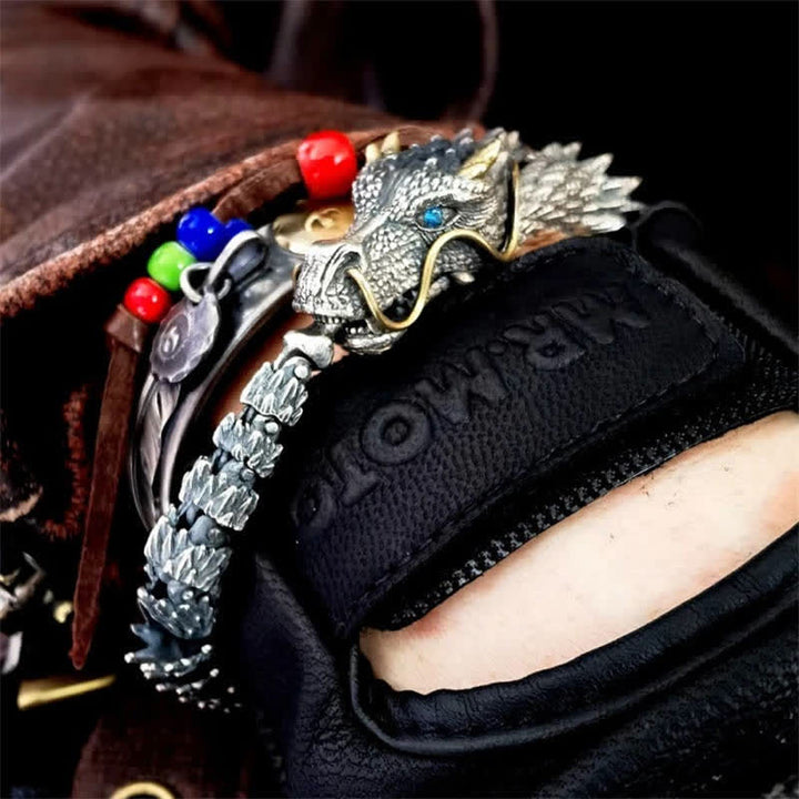Braccialetto a catena con amuleto fatto a mano con drago nordico Buddha Stones , protezione dalla fortuna