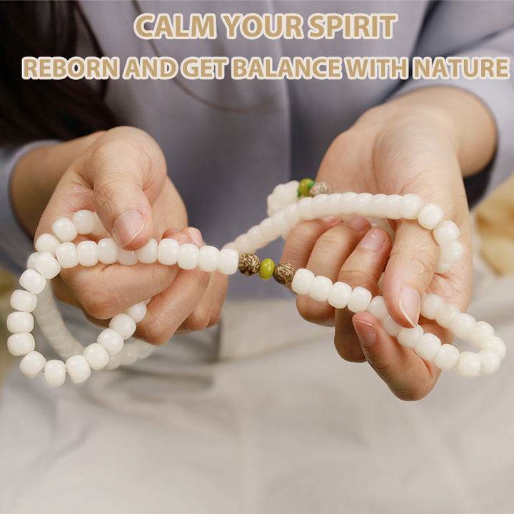 Collana con bracciale in giada bianca Bodhi Lotus Mala Harmony Buddha Stones - image 14