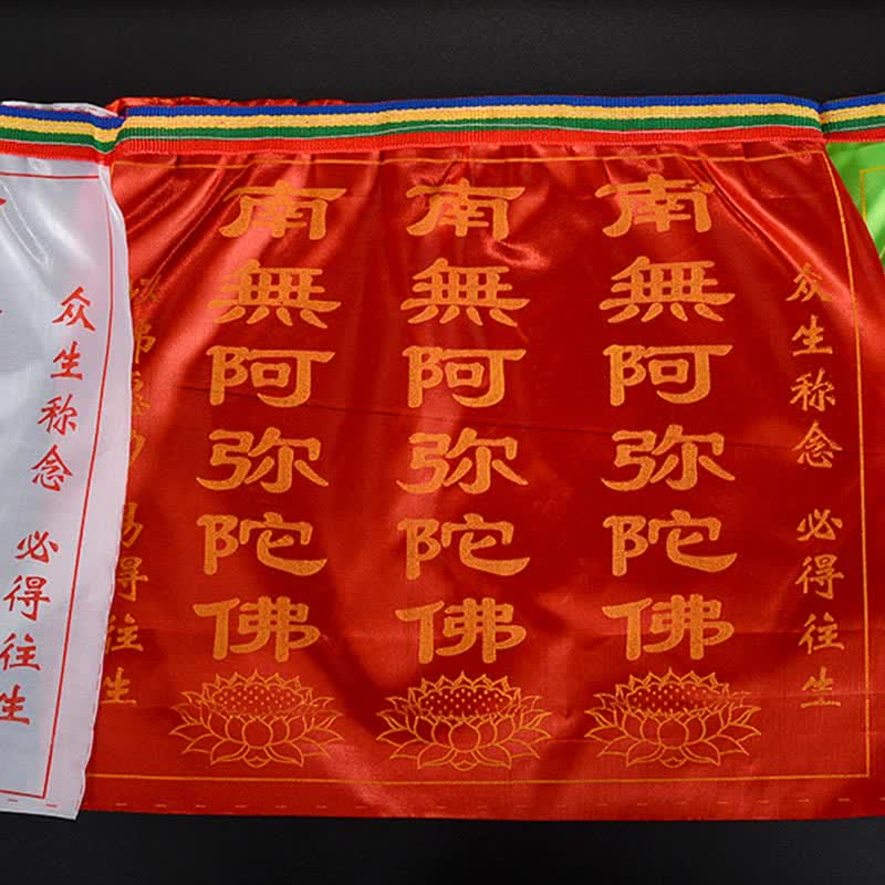 Buddha Stones Bandiera di preghiera tibetana a 7 colori con cavallo a vento e loto di buon auspicio per esterni, 21 pezzi. - image 25