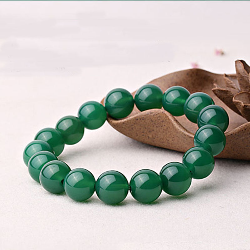 Braccialetto di supporto in agata verde naturale Buddha Stones