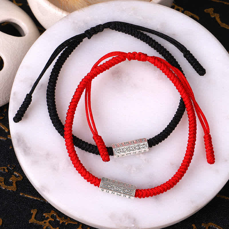 Braccialetto con corda rossa Buddha Stones Om Mani Padme Hum Luck Protection