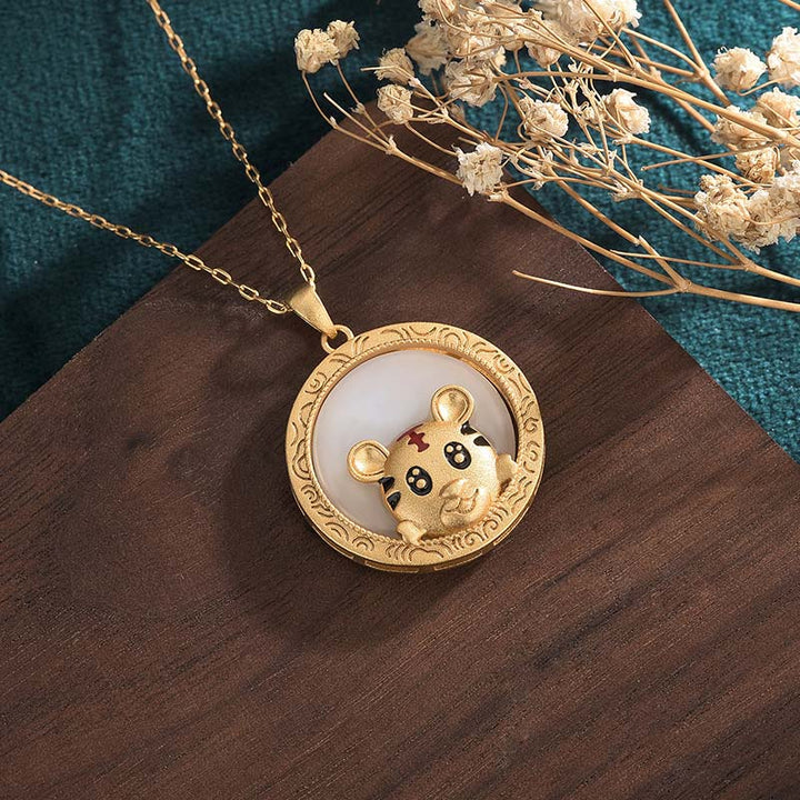 Collana di giada bianca della benedizione dell'anno della tigre - image 2