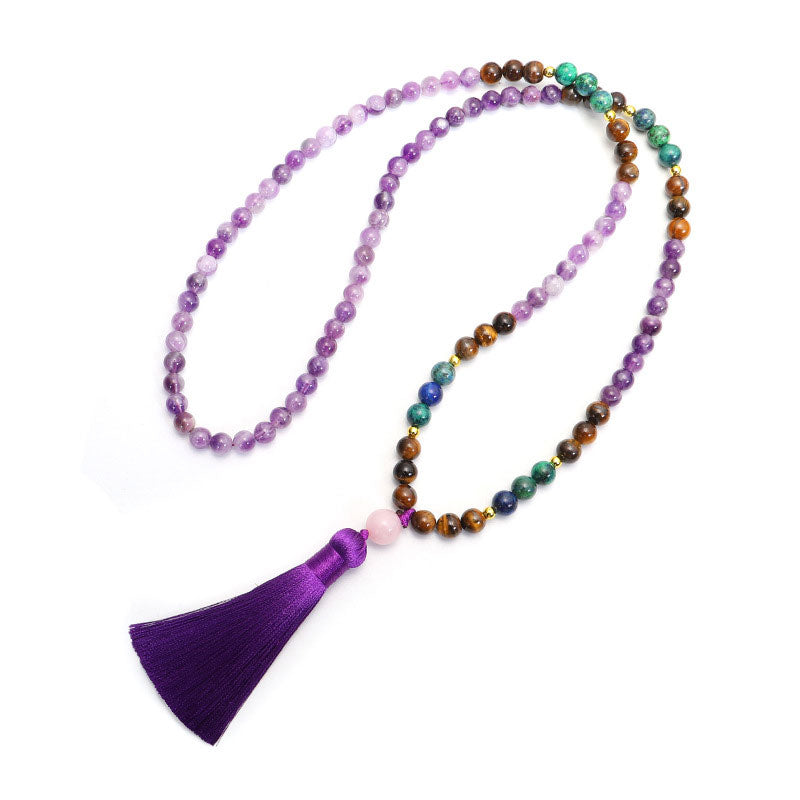 Buddha Stones Set di braccialetti mala tibetani purificanti in ametista - image 3
