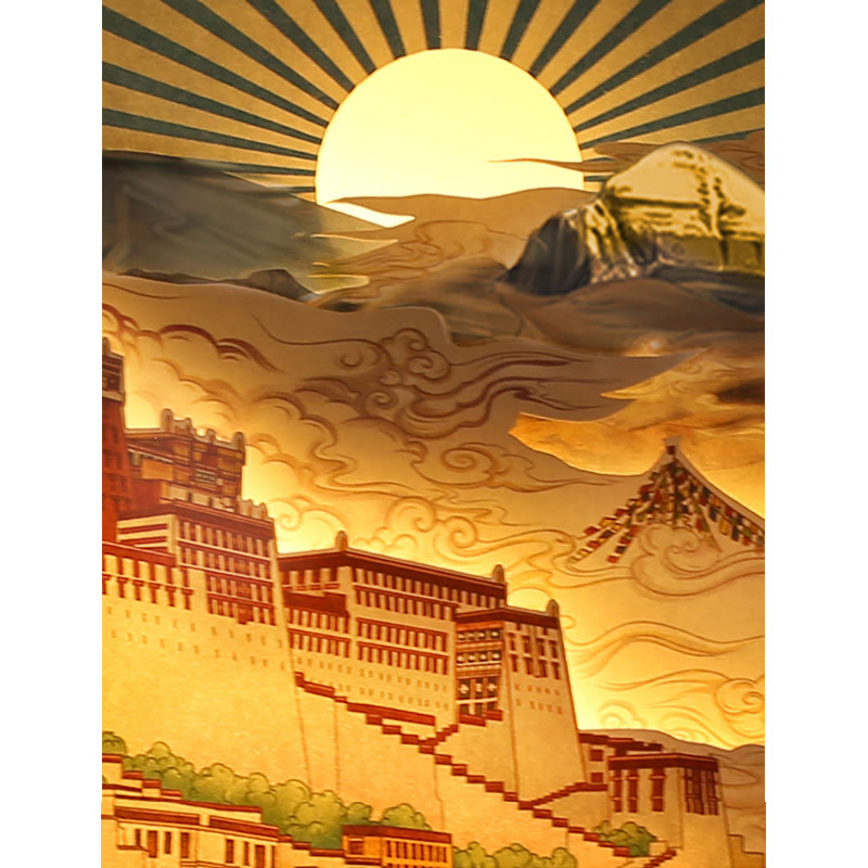 Lampada da tavolo a LED creativa con luci notturne in carta intagliata a LED del palazzo del Potala del Tibet - image 8