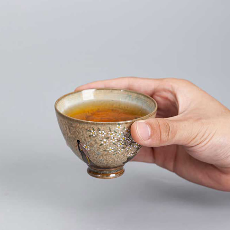 Buddha Stones Jingdezhen dipinte a mano Ru Kiln porcellana Hanfu ragazza fiore tazza da tè in ceramica Kung Fu tazze da tè